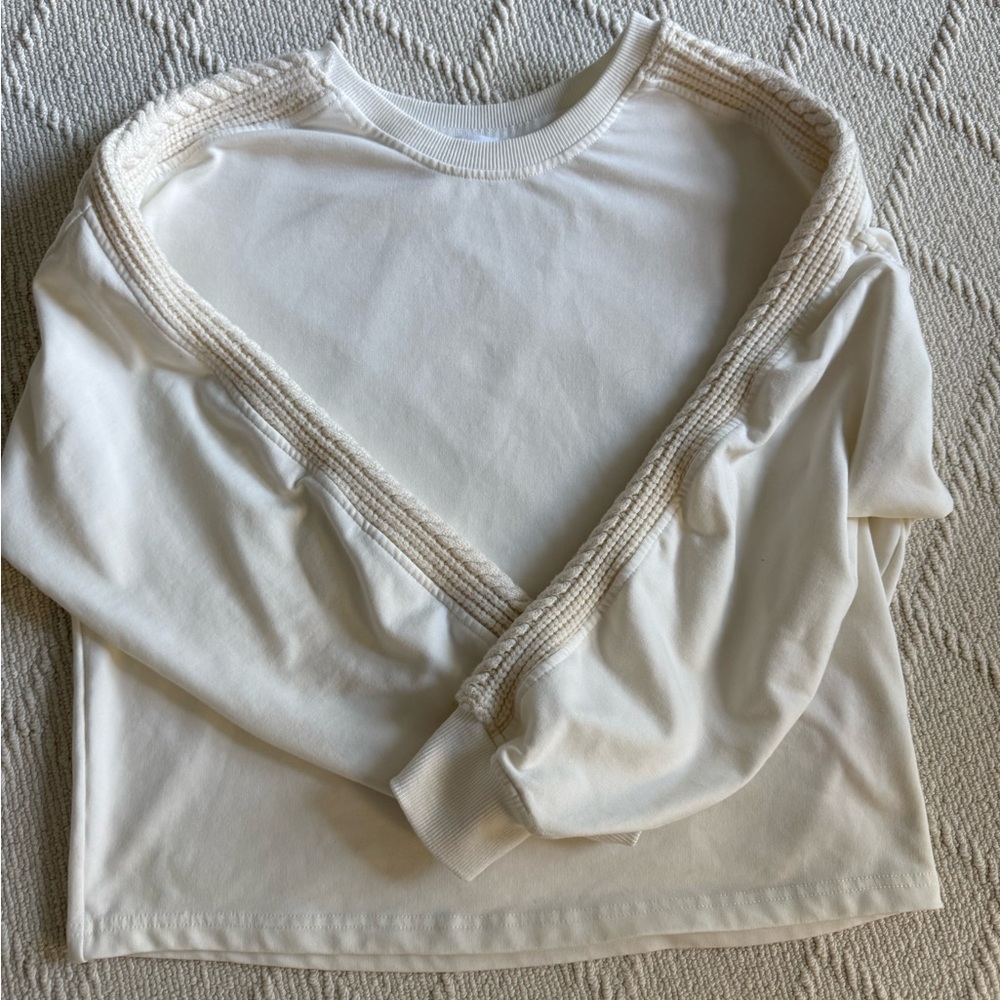 Sundays White Textured Long Sleeve Top